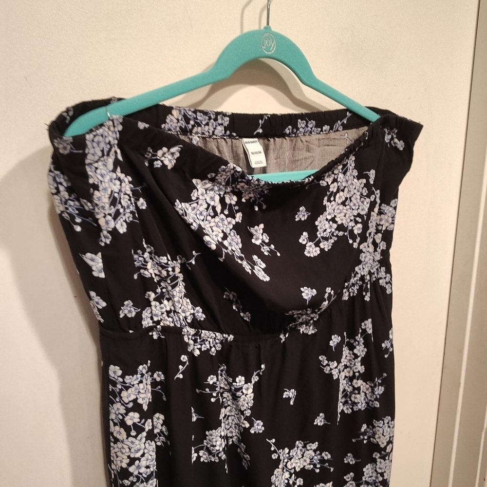 Old Navy Dark Floral Strapless Tube Maxi Dress Sz XL Summer Beach Vacation Boho - Picture 3 of 7